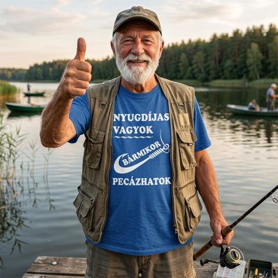 "Nyugdíjas vagyok, bármikor pecázhatok" horgász póló
