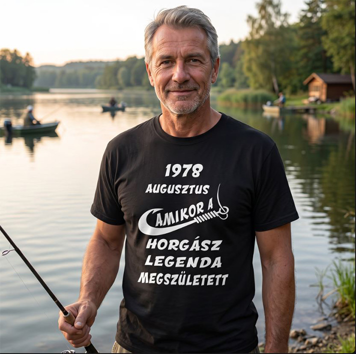 "...amikor a horgász legenda megszületett" horgász póló